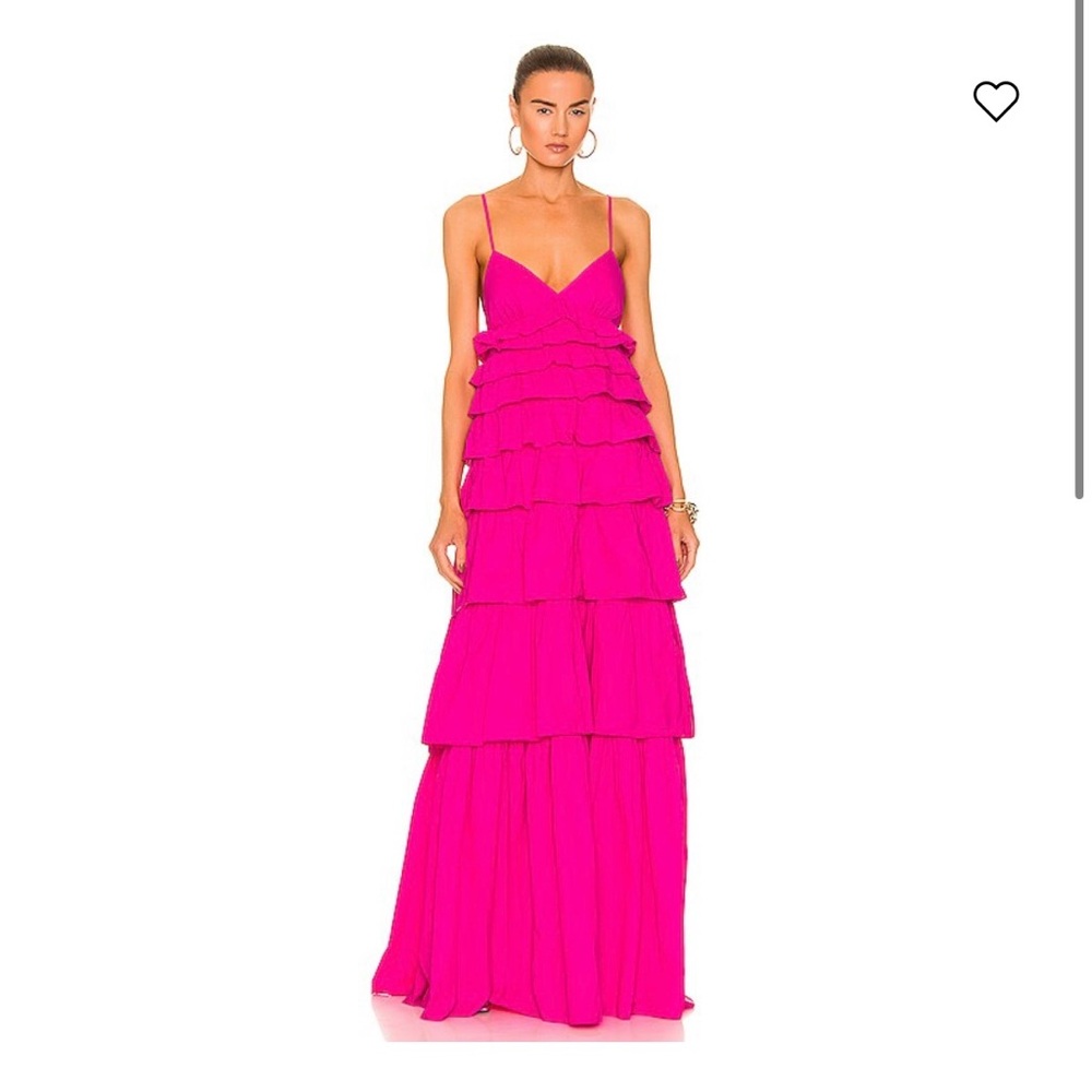 Staud Rylie Tiered Ruffle Maxi Dress in Bougainvillea